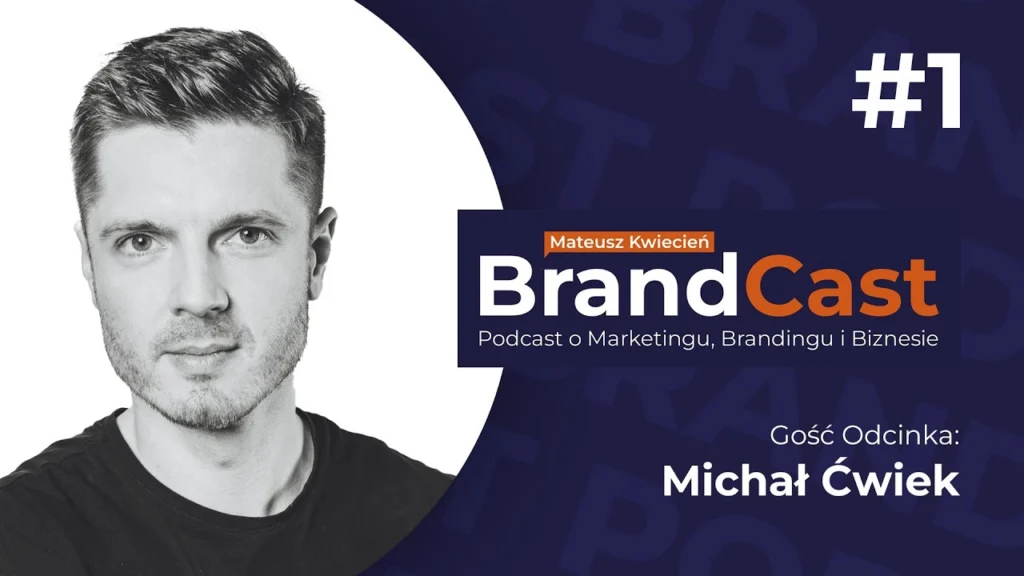 Grafika promująca odcinek podcastu BrandCoast z Michałem Ćwiekiem o projektowaniu tożsamości miasta, muralach, przestrzeni publicznej i roli biznesu w kształtowaniu wizerunku miejsc.